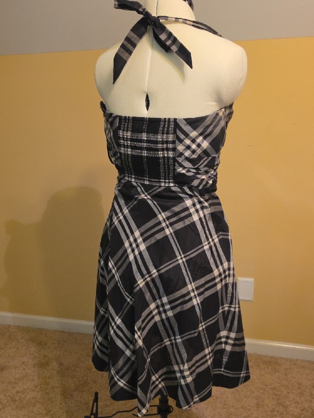 White House Black Market Black and White Plaid Midi Dress - Picture 2 of 3